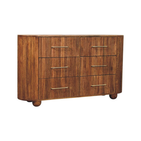 Amber Oak Mango Wood 6-Drawer Chest
