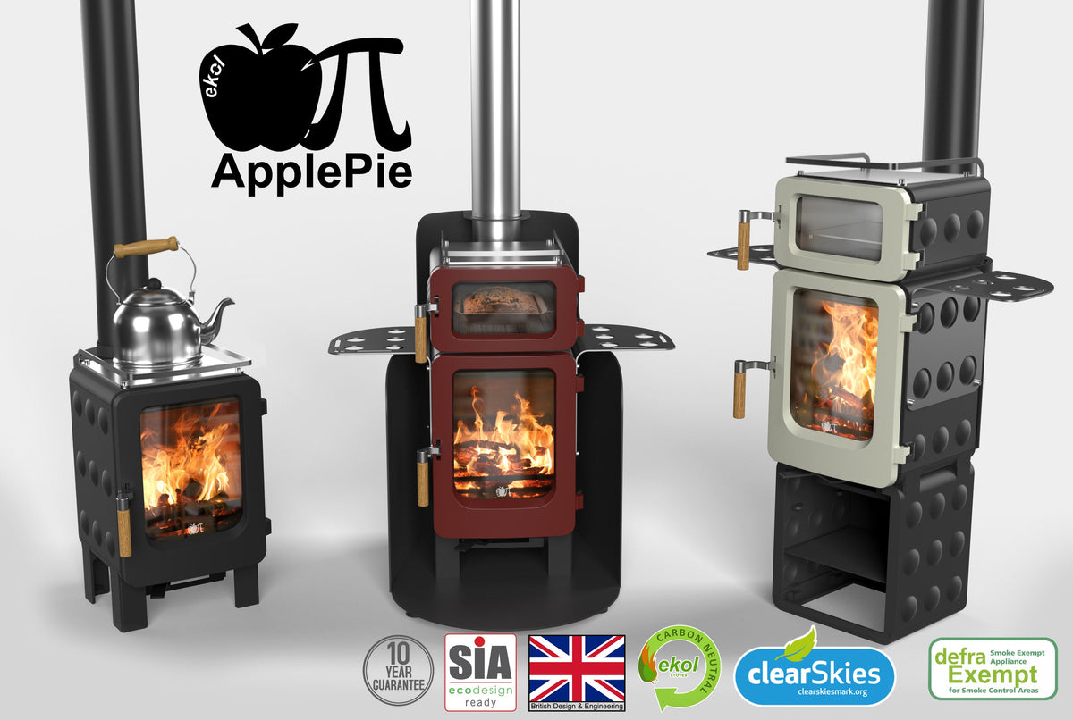 4kW Small Wood Burning Stove — ApplePie Apple Stack Log Burner, DEFRA Exempt
