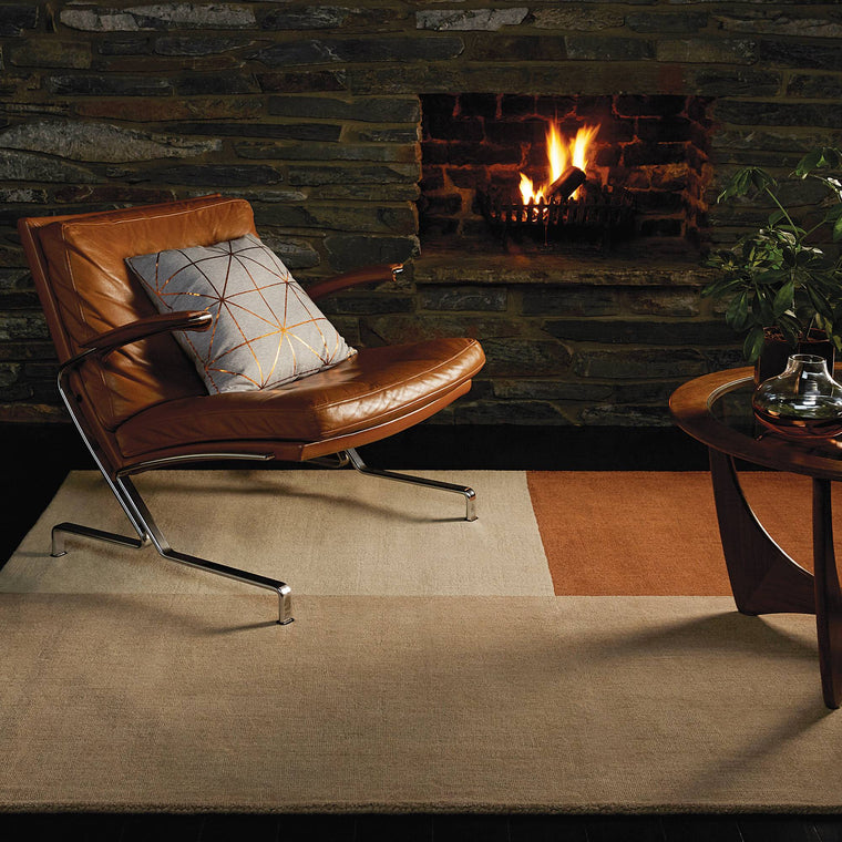 Woven in pure wool — Geometric Wool Living Room Rug — Loop Pile, Hand Woven, Modern, Blox