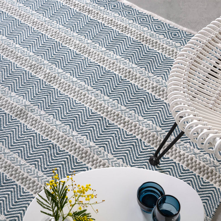 Flatweave, no pile — Stripe Polyester Living Room Rug — Indoor Outdoor, Flatweave, Hand Woven, Boardwalk