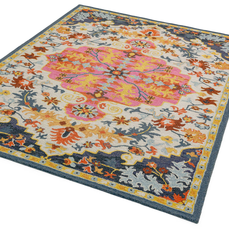 Loop pile, 8 mm — Medallion Wool Living Room Rug — Loop Pile, Hand Tufted, Classic, Bronte Colours