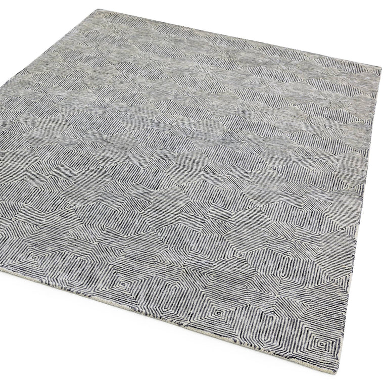 Hand tufted in India — Geometric Wool Living Room Rug — High-Low Pile, Hand Tufted, Modern, Camden