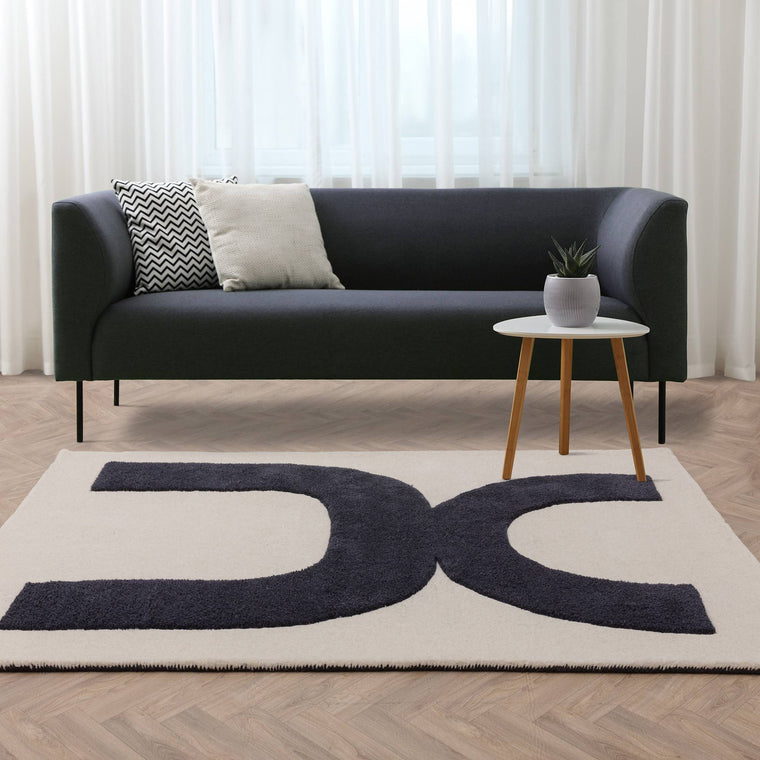 A chunky weave — Abstract Wool Living Room Rug — Hand Tufted, Modern, Canvas