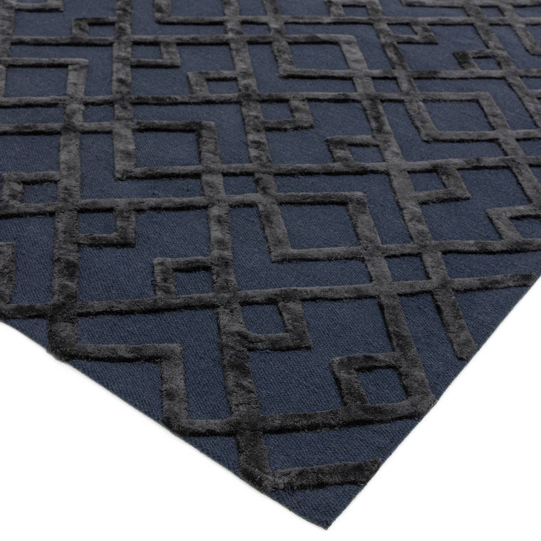 Hand woven in India — Geometric Viscose Living Room Rug — Flatweave, Hand Woven, Modern, Dixon