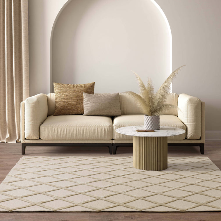Woven in pure wool — Geometric Viscose Living Room Rug — Flatweave, Hand Woven, Modern, Dixon