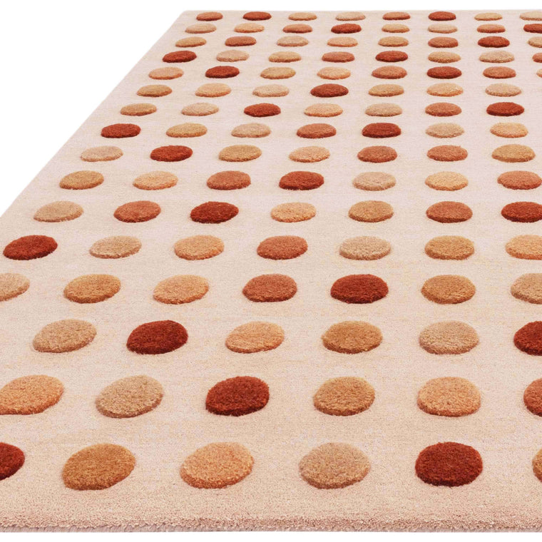 A cotton and latex backing — Spotty Wool Living Room Rug — High-Low Pile, Hand Tufted, Modern, Dotty