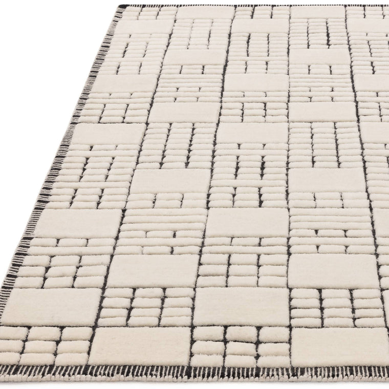 A latex backing — Geometric Wool Living Room Rug — Hand Tufted, Modern, Empire