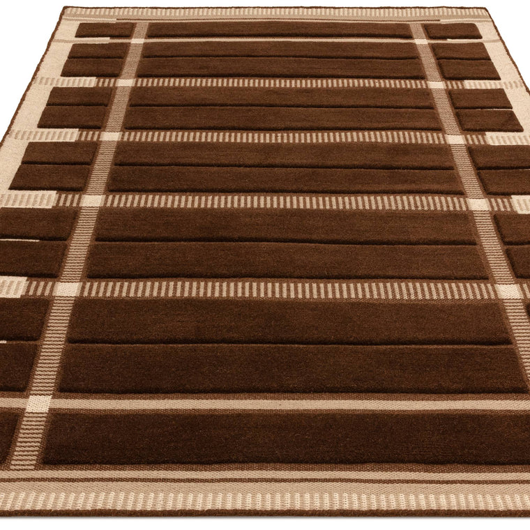 Hand tufted in India — Check Wool Living Room Rug — High-Low Pile, Hand Tufted, Modern, Fable