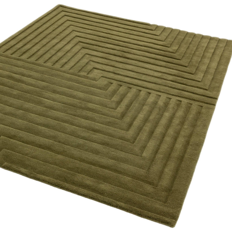 Hand tufted in India — Geometric Wool Living Room Rug — Hand Tufted, Modern, Form