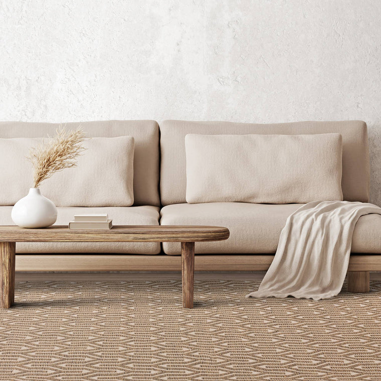 Natural jute fibre — Geometric Cotton Living Room Rug — Flatweave, Global