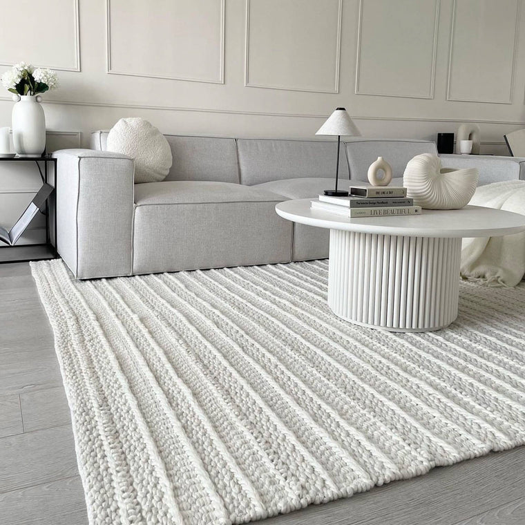 A flat, close weave — Polyester Living Room Rug — Indoor Outdoor, Flatweave, Hand Woven, Modern, Grayson