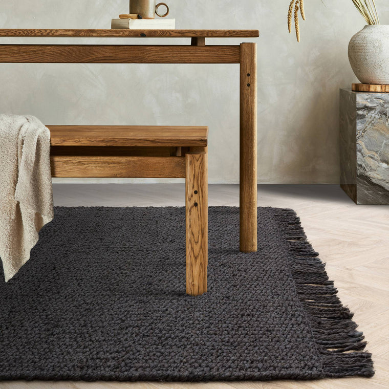 A chunky weave — Jute Living Room Rug — Flatweave, Hand Woven, Natural, Grove