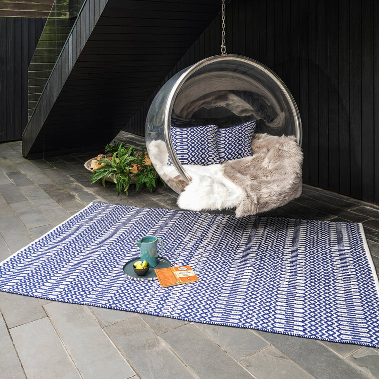 A flat, close weave — Geometric Polyester Living Room Rug — Indoor Outdoor, Flatweave, Hand Woven, Halsey
