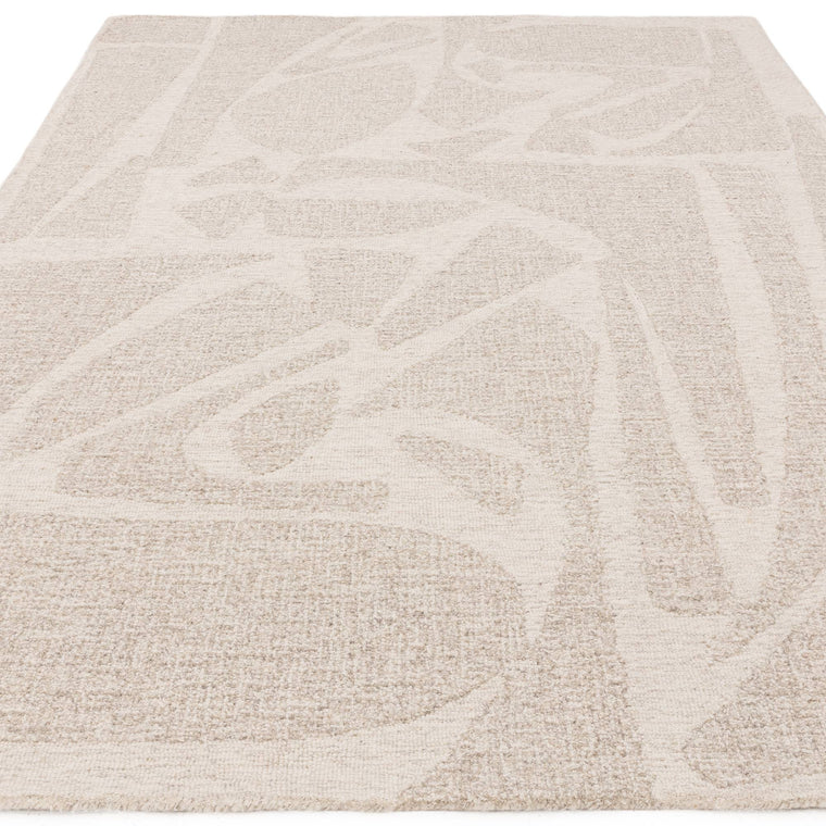 Hand tufted in India — Abstract Wool Living Room Rug — Loop Pile, Hand Tufted, Boho, Loxley