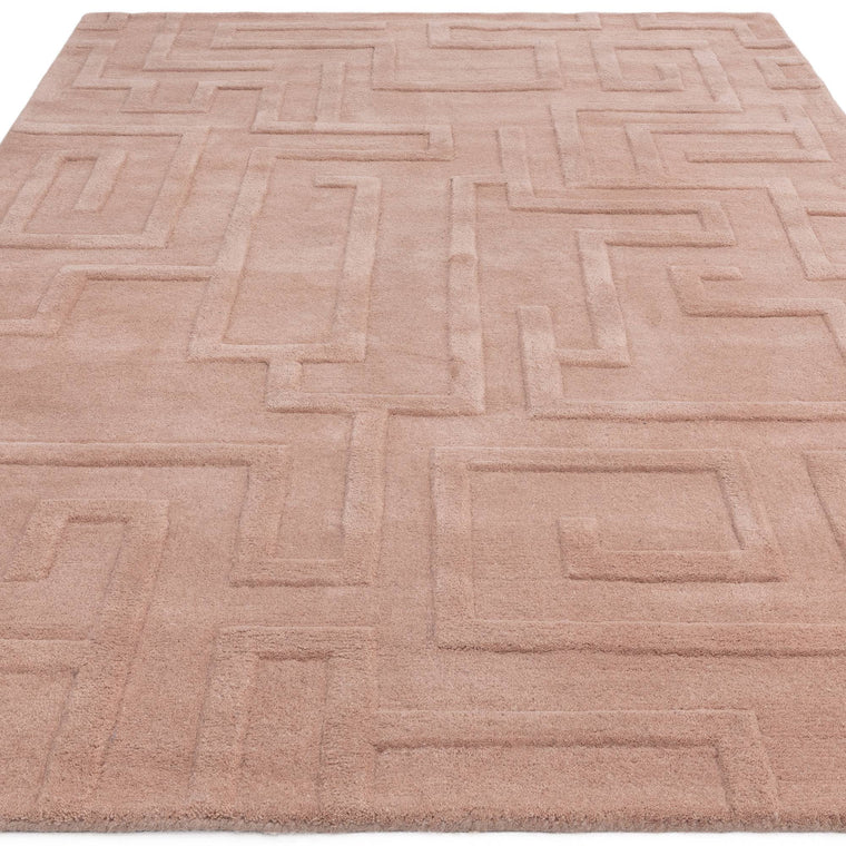 A latex backing — Geometric Wool Living Room Rug — Hand Tufted, Maze