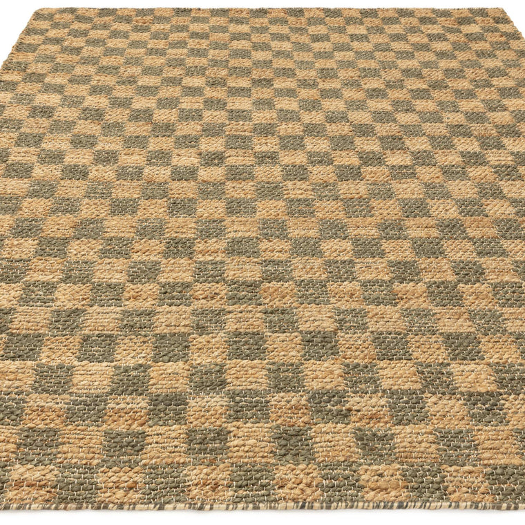 Flatweave, 8 mm — Check Jute Living Room Rug — Flatweave, Hand Woven, Naturi