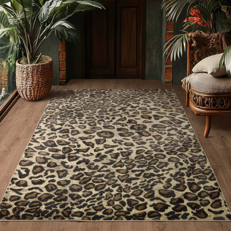 A soft cut pile — Animal Print Polyester Living Room Rug — Modern, Quantum