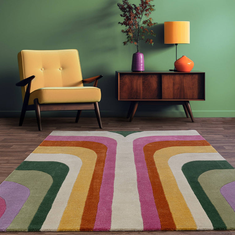A dense tufted pile — Abstract Polyester Living Room Rug — Hand Tufted, Modern, Romy
