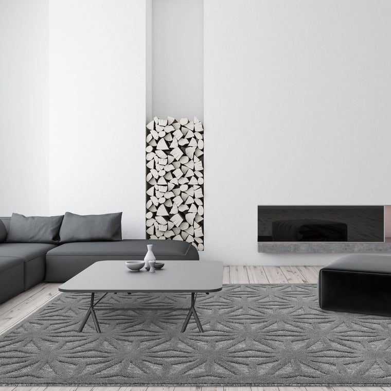 A dense tufted pile — Geometric Polypropylene Living Room Rug — Indoor Outdoor, Modern, Salta