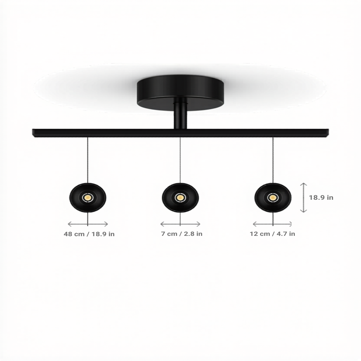 Black Ceiling Lamp | 3-Point Spotlight