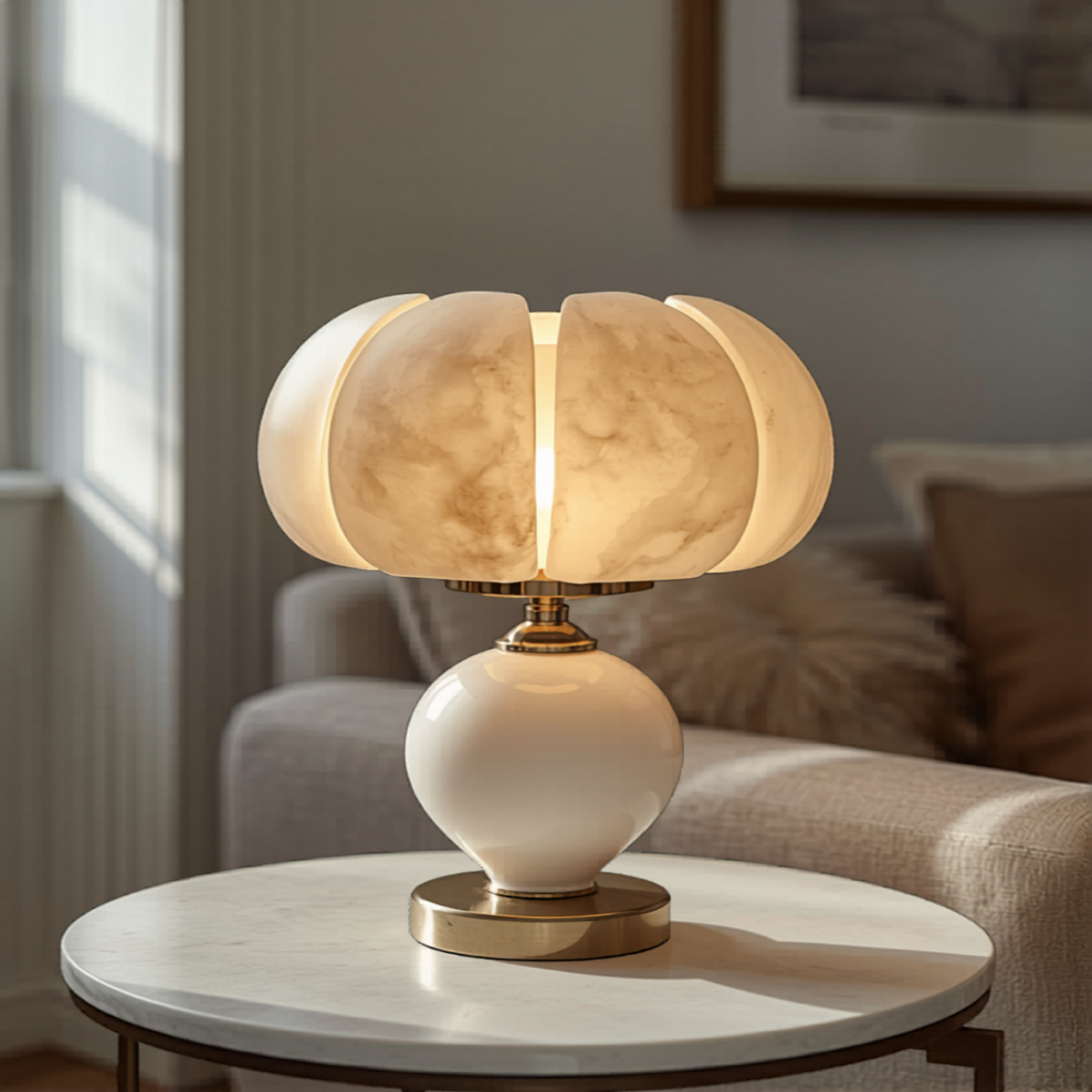 Alabastrowa Lampa Stołowa | Płatek