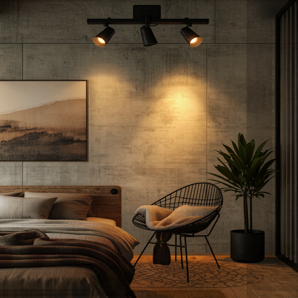 Black Ceiling Lamp | 3-Point Spotlight