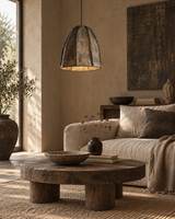 Paper Mache and Jute Hanging Lamp
