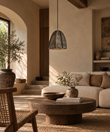 Paper Mache and Jute Hanging Lamp