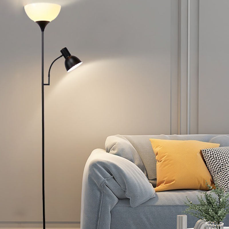 Minimalist Iron Floor Lamp with Two Light Sources in Black or Gold