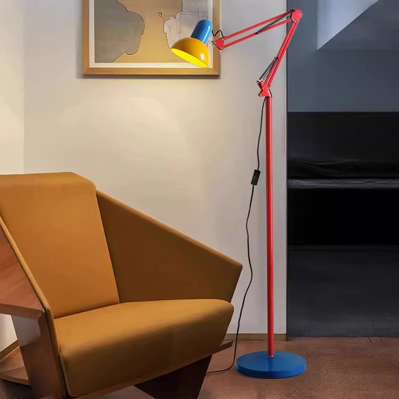 Compact Iron Floor Lamp with Hemispherical Lampshade