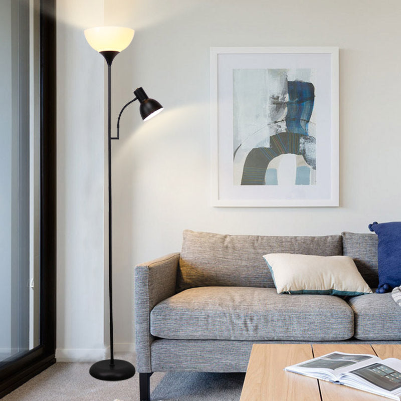 Minimalist Iron Floor Lamp with Two Light Sources in Black or Gold