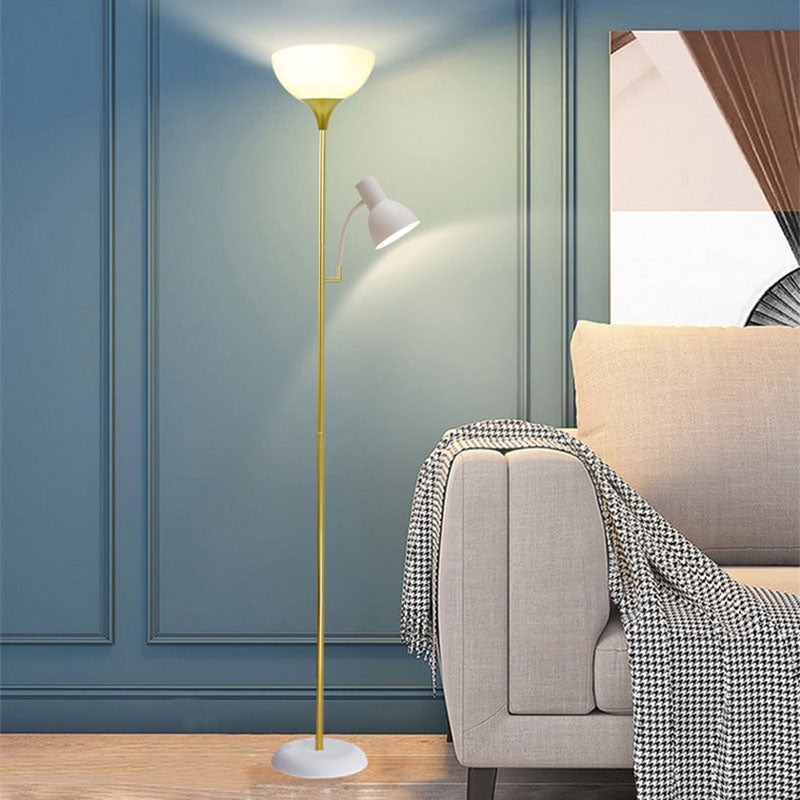 Minimalist Iron Floor Lamp with Two Light Sources in Black or Gold