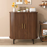 Fluted Wine Bar Cabinet with Tambour Doors & Wine Rack, 28", Walnut