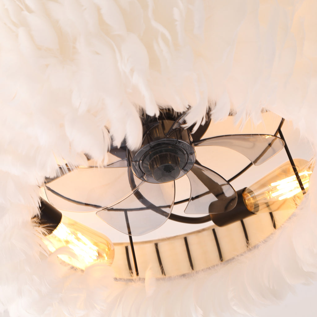 20" Feather-Dressed Caged Ceiling Fans with Remote