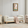 End-of-Bed Bench with Arms & Bolsters, 66", Ivory Boucle, Natural