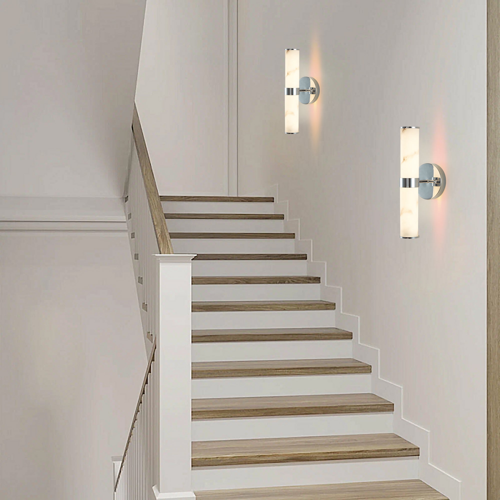 Resin Imitation Marble and Chrome Wall Sconce Light Fixture