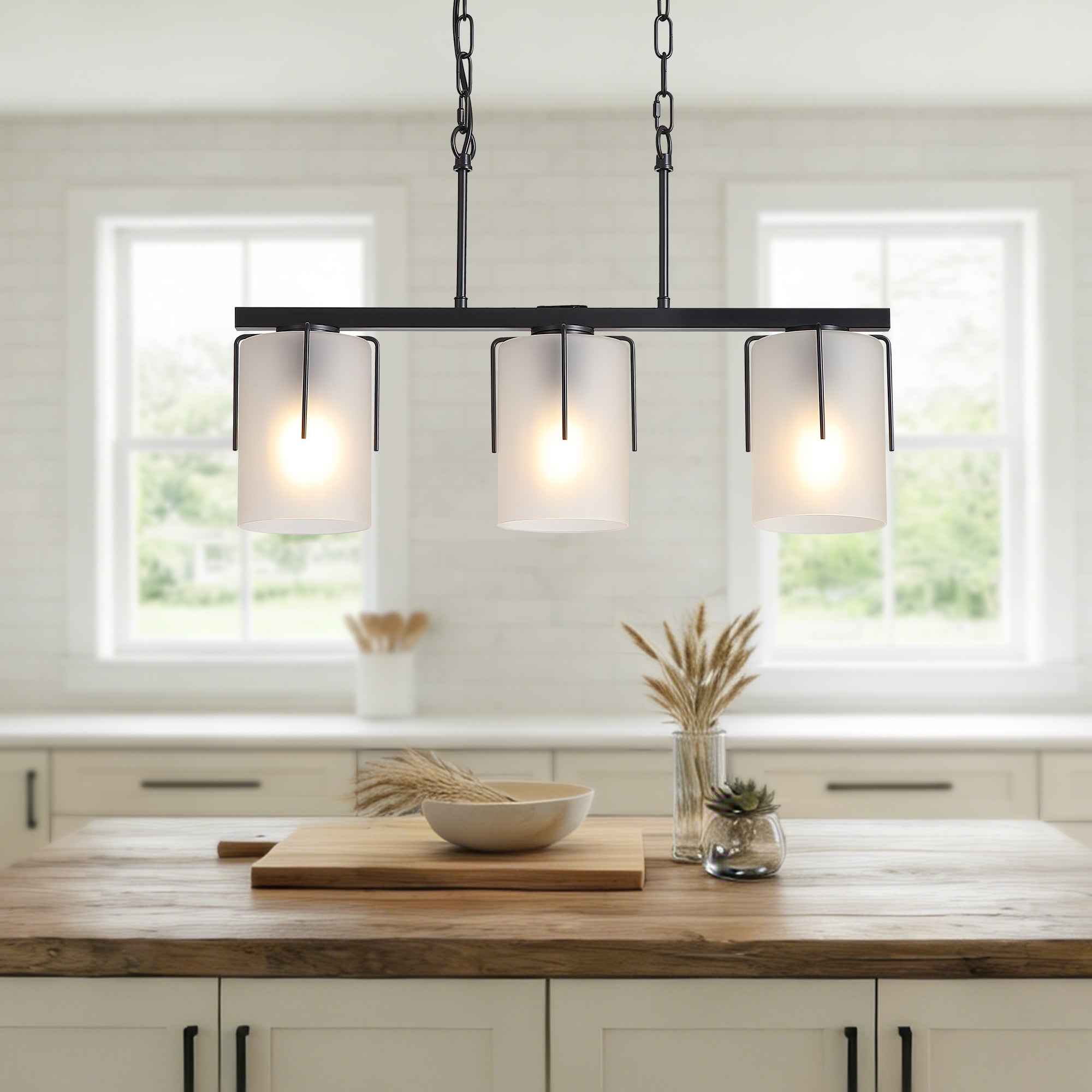 Minimalist 3-Light Linear Chandelier