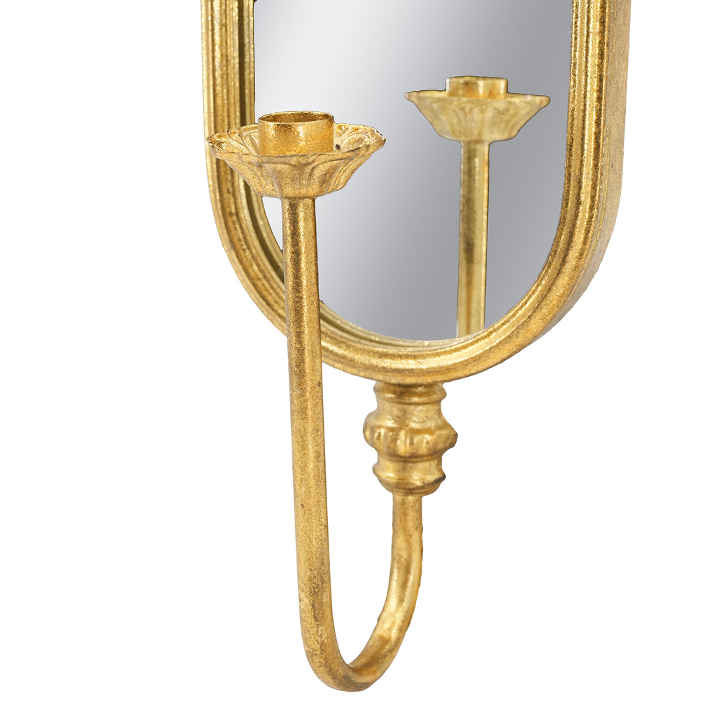Set of 2 6x4.5x28" Gold Mirrored Wall Sconces Light Fixture