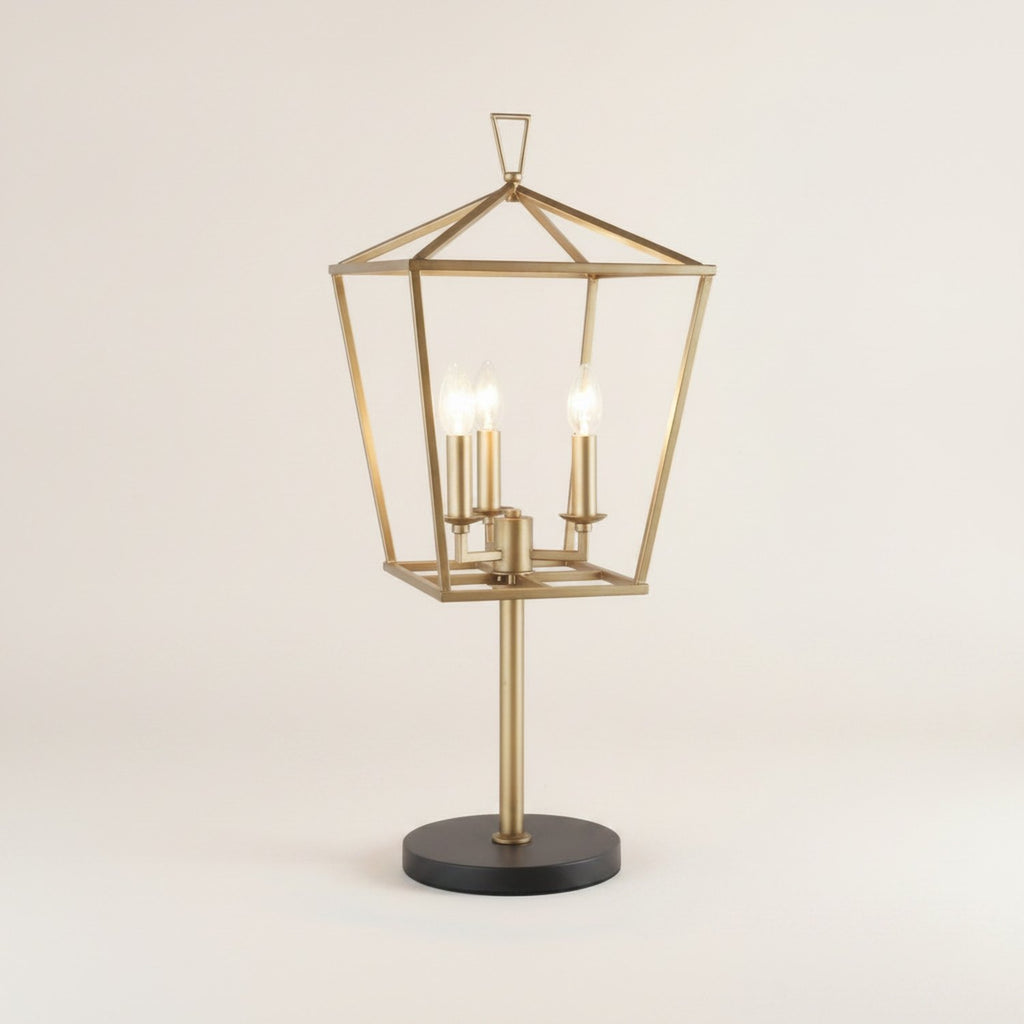 30" Black Iron Three Light Bedside Table Lamp - hero