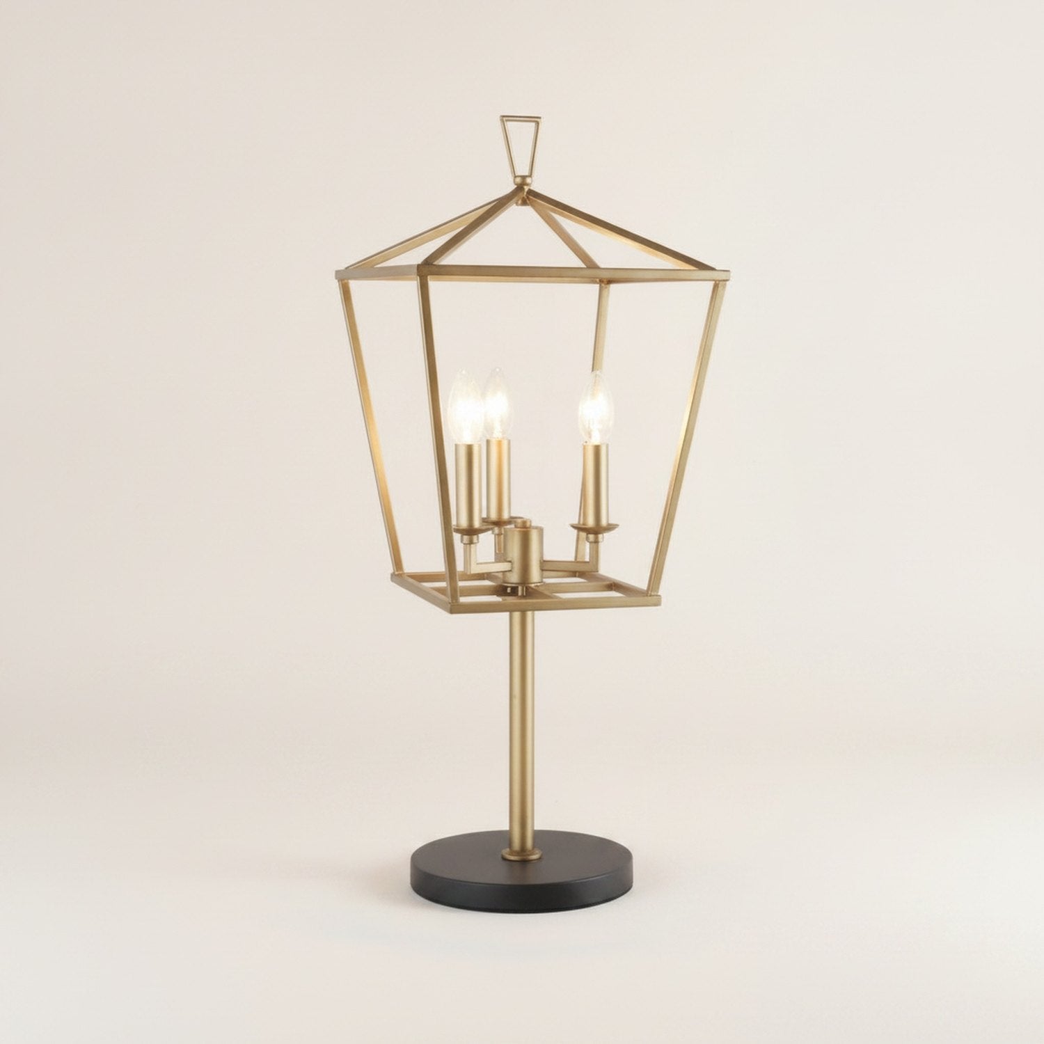 30" Black Iron Three Light Bedside Table Lamp - hero