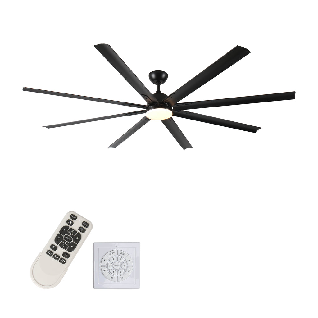 84 Inch Super Large Black Ceiling Fan with Remote