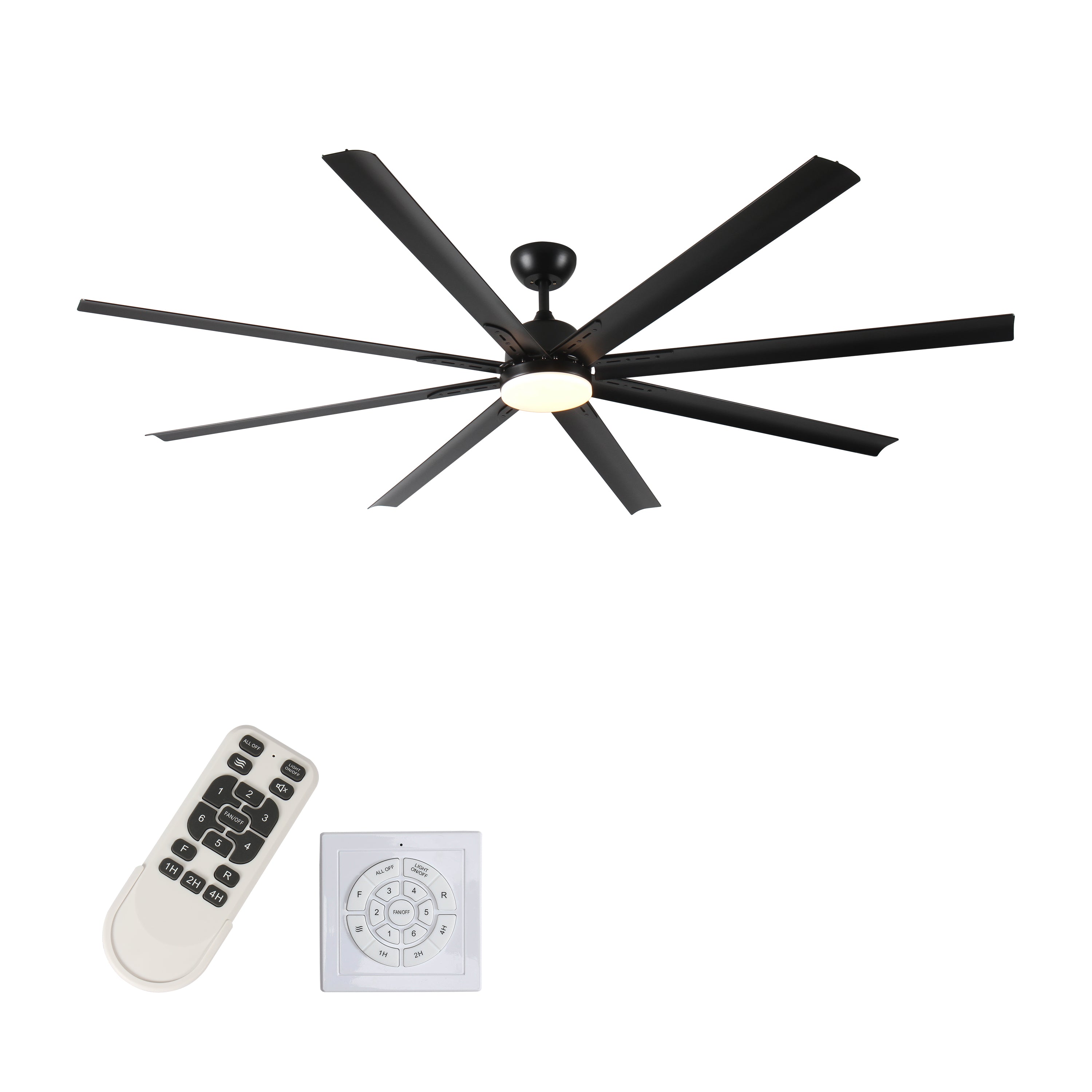 84 Inch Super Large Black Ceiling Fan with Remote