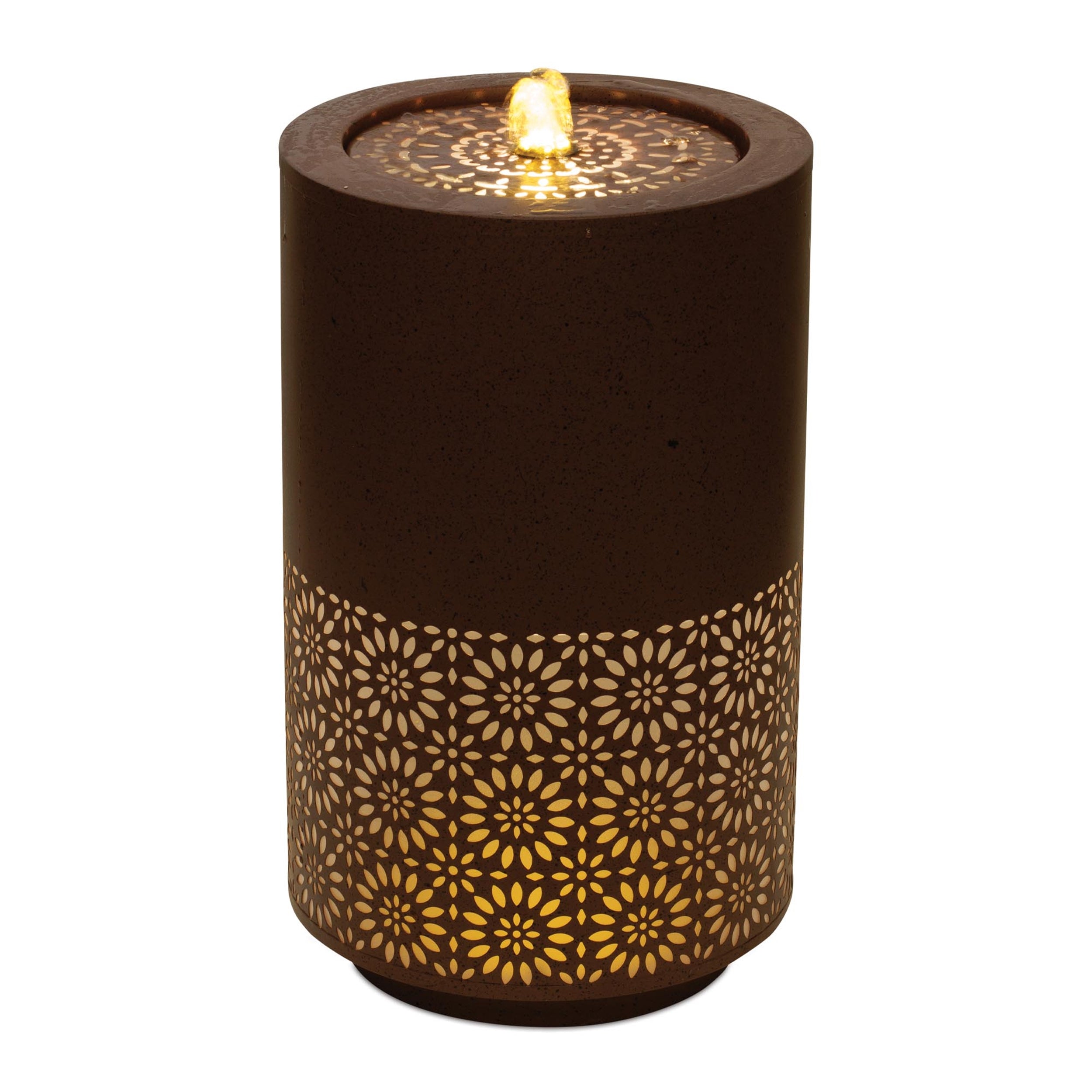 Illuminated Cut-Out Metal Round Fountain 21"H