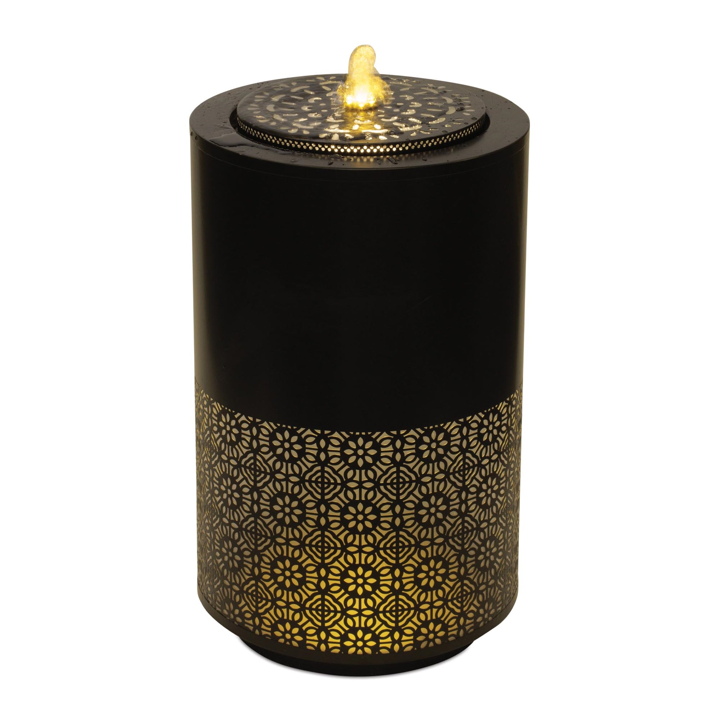 Illuminated Cut-Out Metal Round Fountain 21.5"H