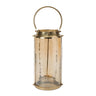 Wavy Amber Glass Lantern 15.5"H