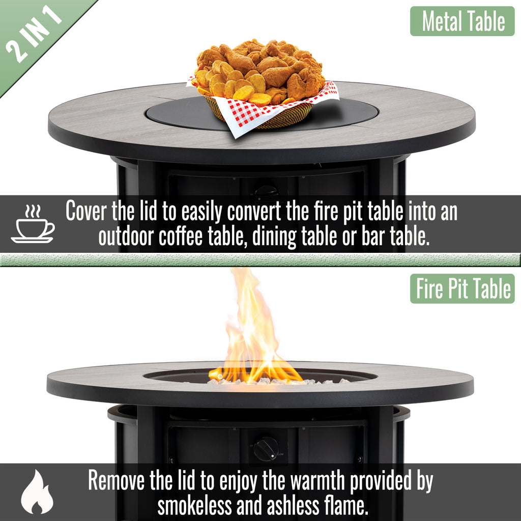 30" Propane Gas Fire Pit Table