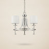 Silver Candle Style Three Light Metal Dimmable Chandelier With White Shades