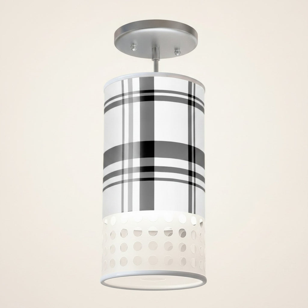 Austin Pendant Light – Black Plaid Shade - hero