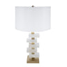D15x26.7" White and Gold Alabaster Slab Table Lamp (Lamp