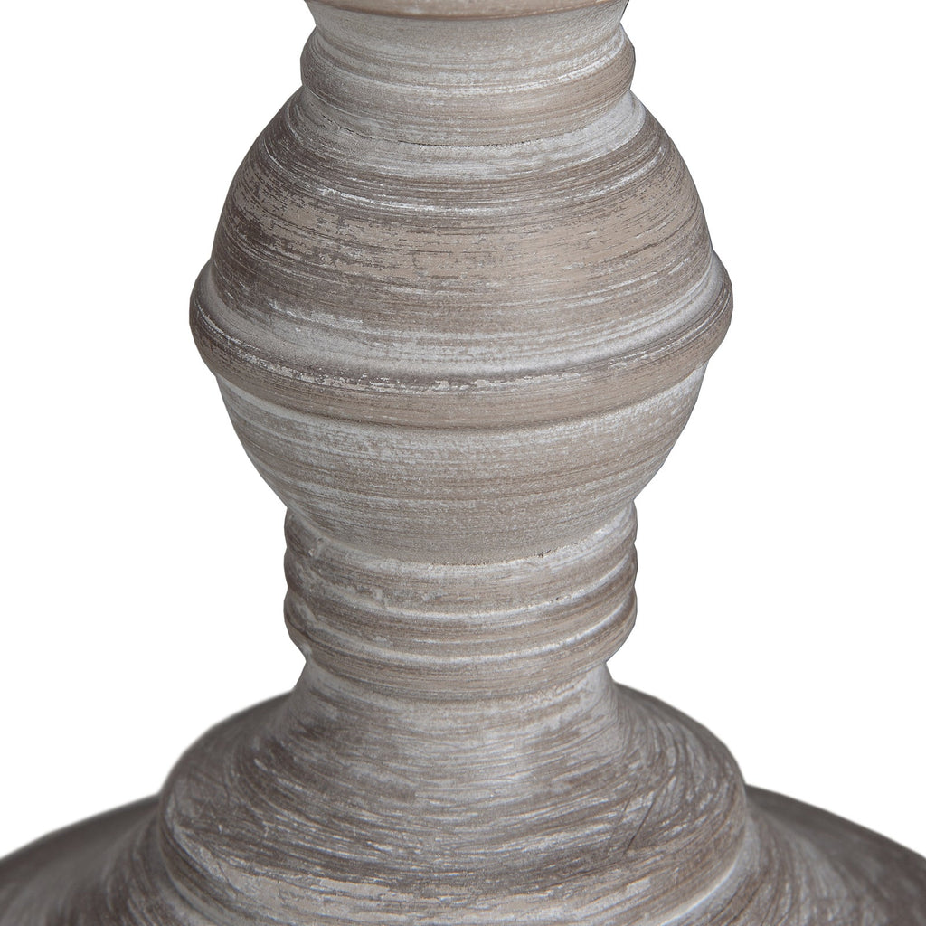 Small Beige Wood Table Lamp 38cm — Bedside Table Lamp, Linen Shade, Pella